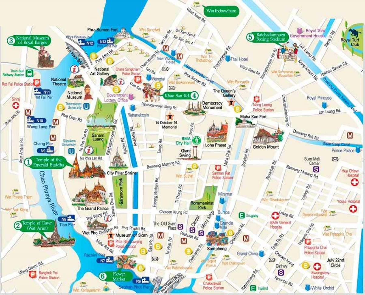 방콕의 관심사의 장소 지도
