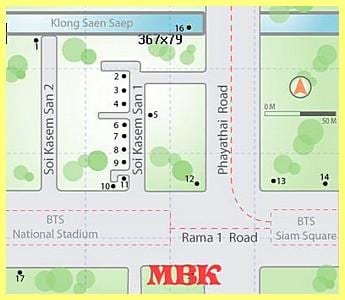 mbk 쇼핑몰에서 방콕 지도