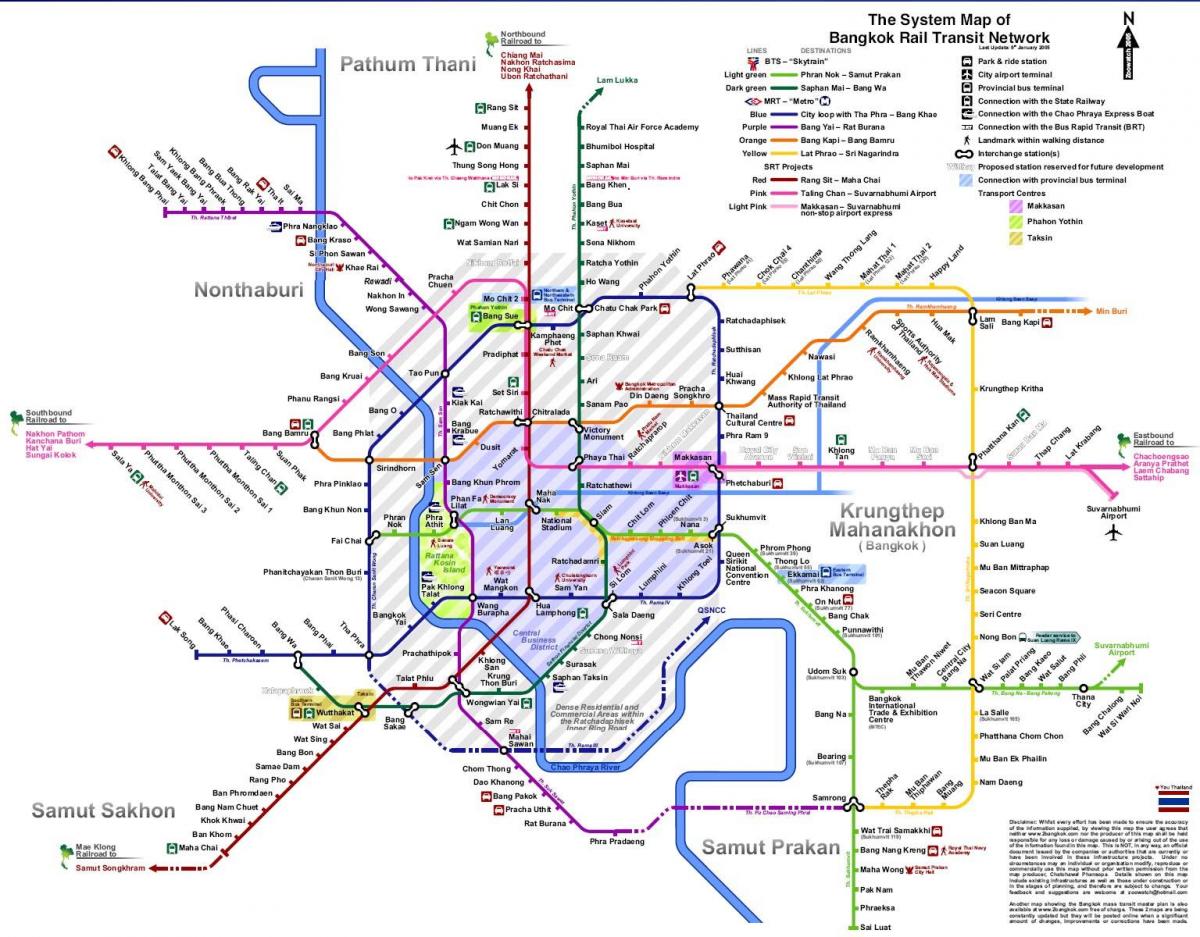 방콕 지하철 노선도 2016