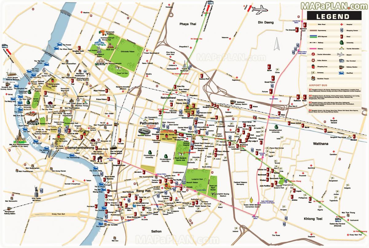 방콕 주요 관광 지도